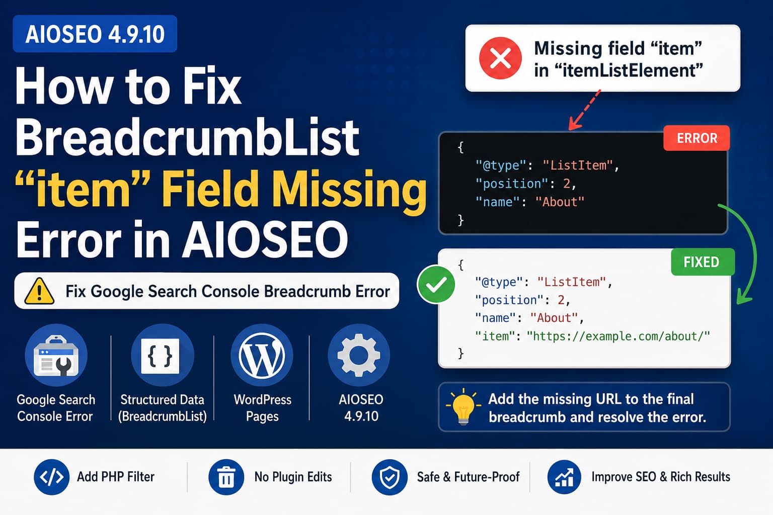 AIOSEO breadcrumb schema error
