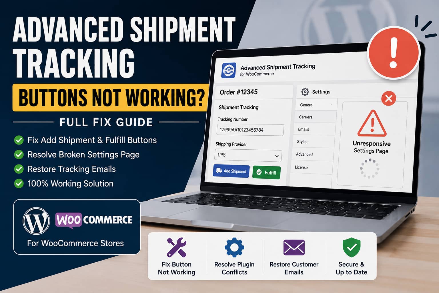 Advanced Shipment Tracking buttons not working in WooCommerce