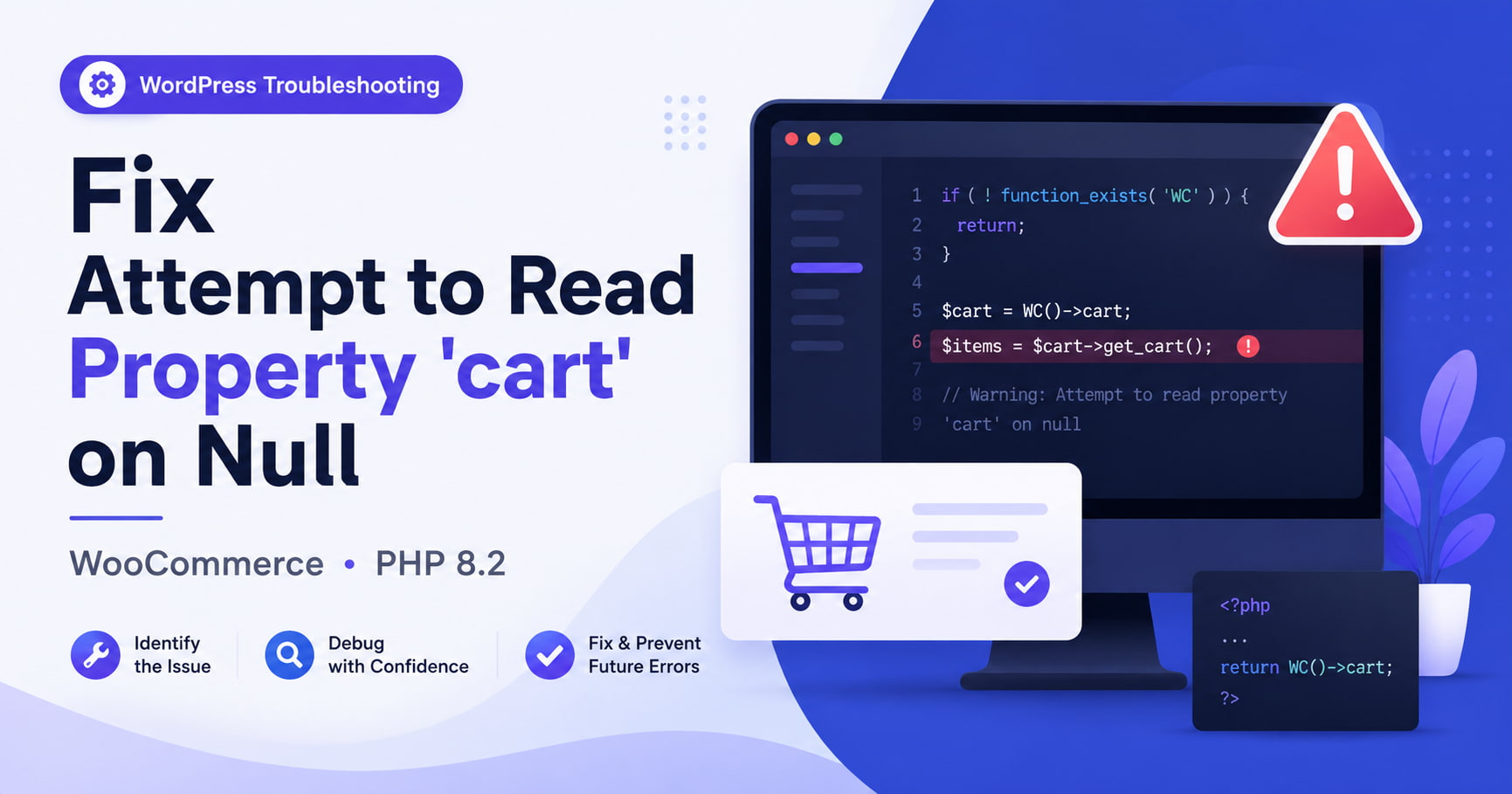 Attempt to read property cart on null WooCommerce PHP 8.2 fix