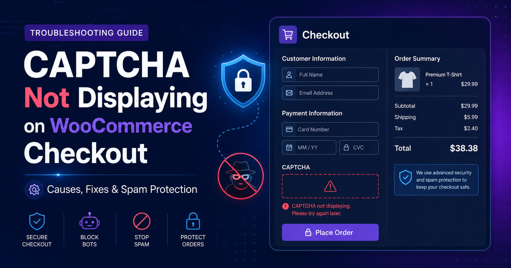 CAPTCHA not displaying on WooCommerce checkout fix