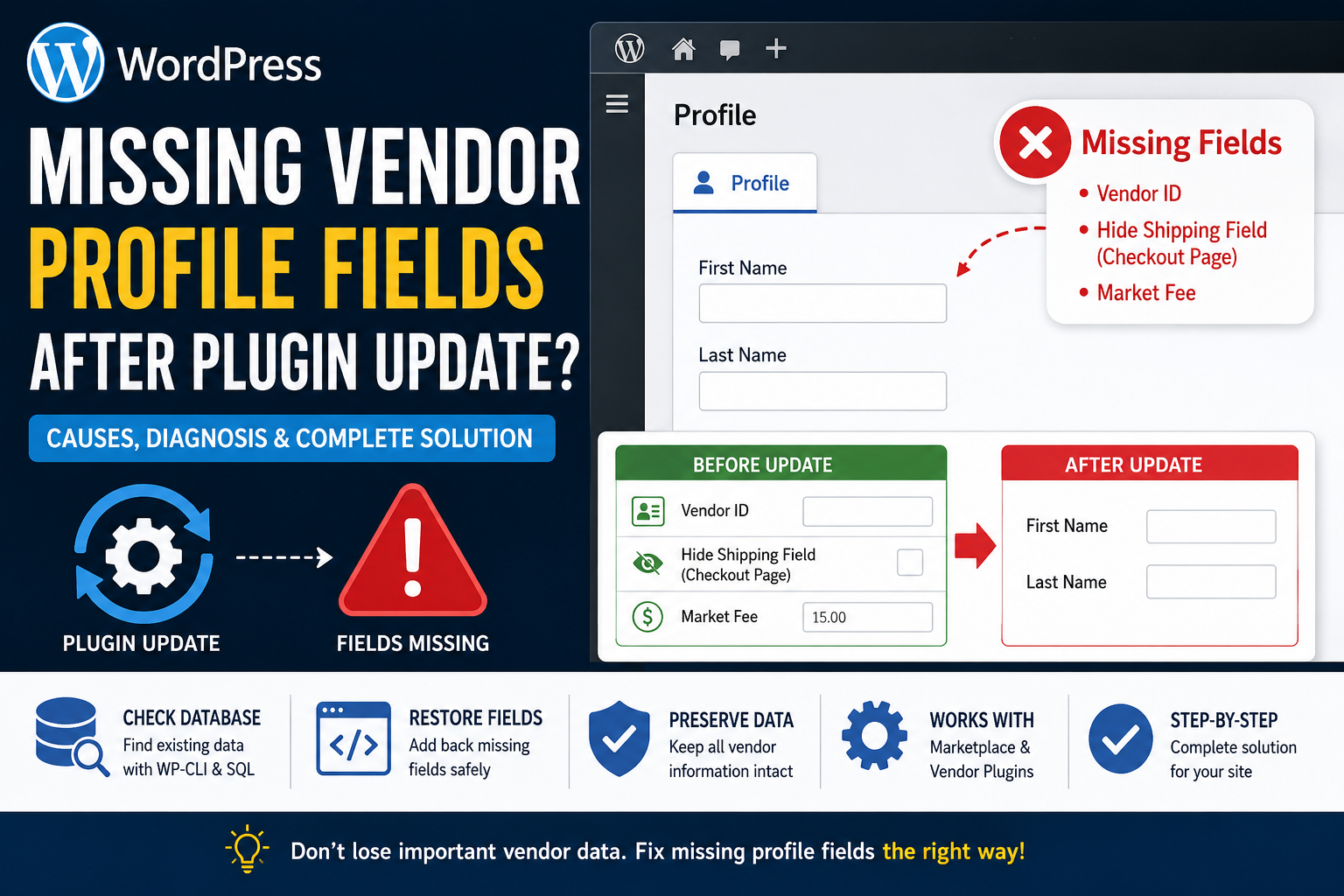 WordPress Vendor Profile Fields Missing After Plugin Update