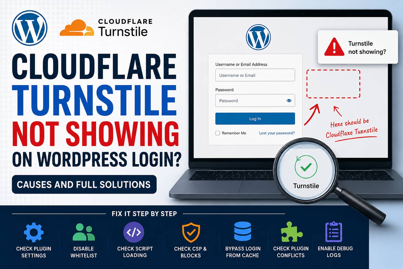Cloudflare Turnstile not showing on WordPress login
