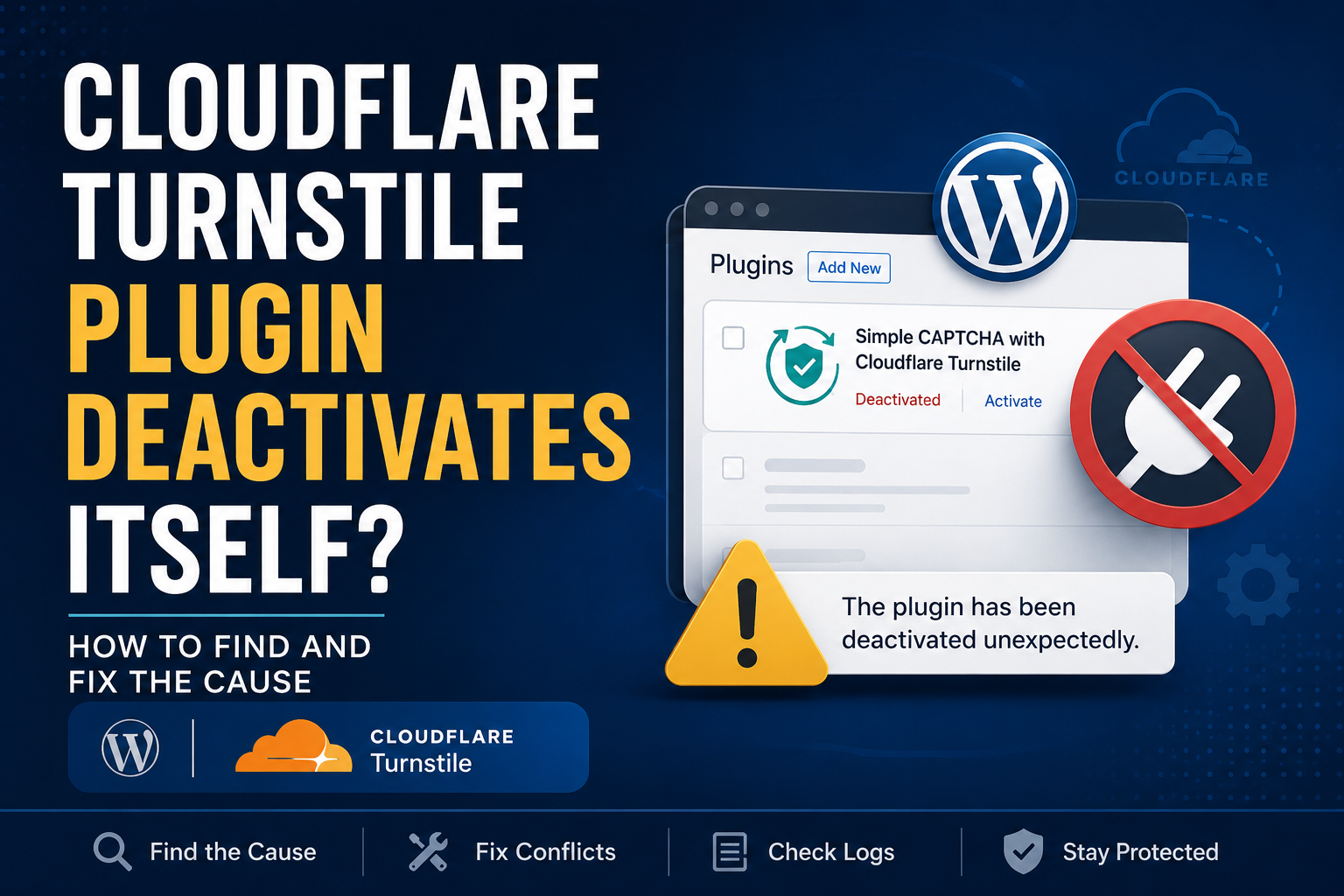 Cloudflare Turnstile plugin deactivates itself in WordPress