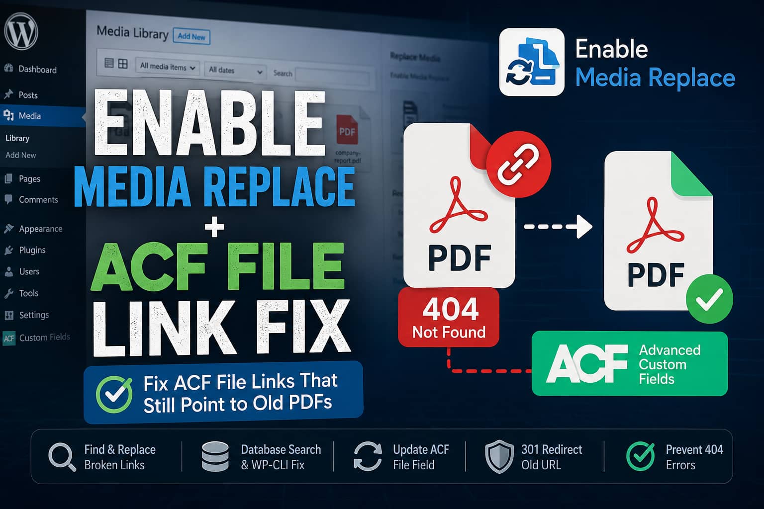 Enable Media Replace not updating ACF file links