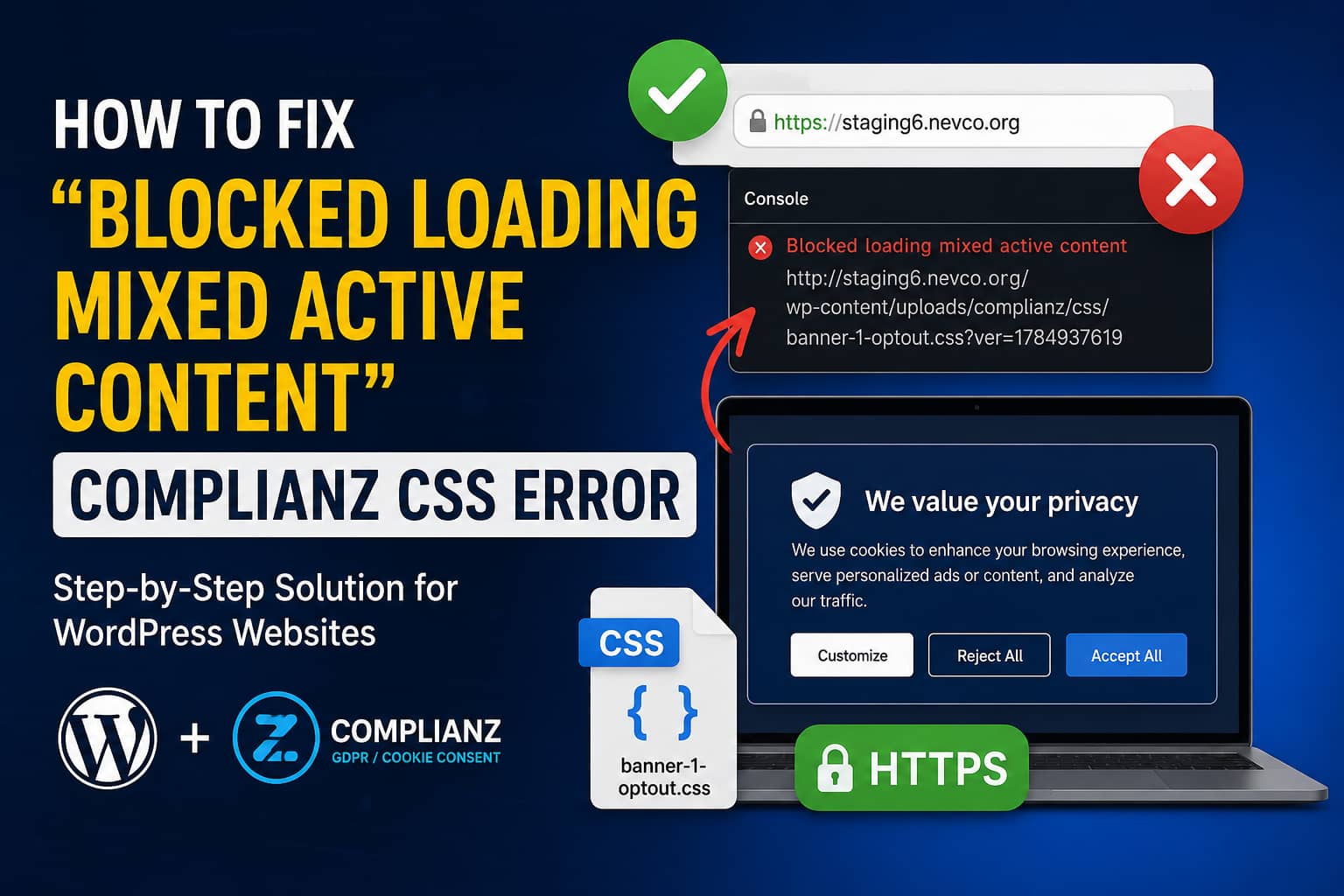 Fix Complianz “Blocked Mixed Active Content” in WordPress