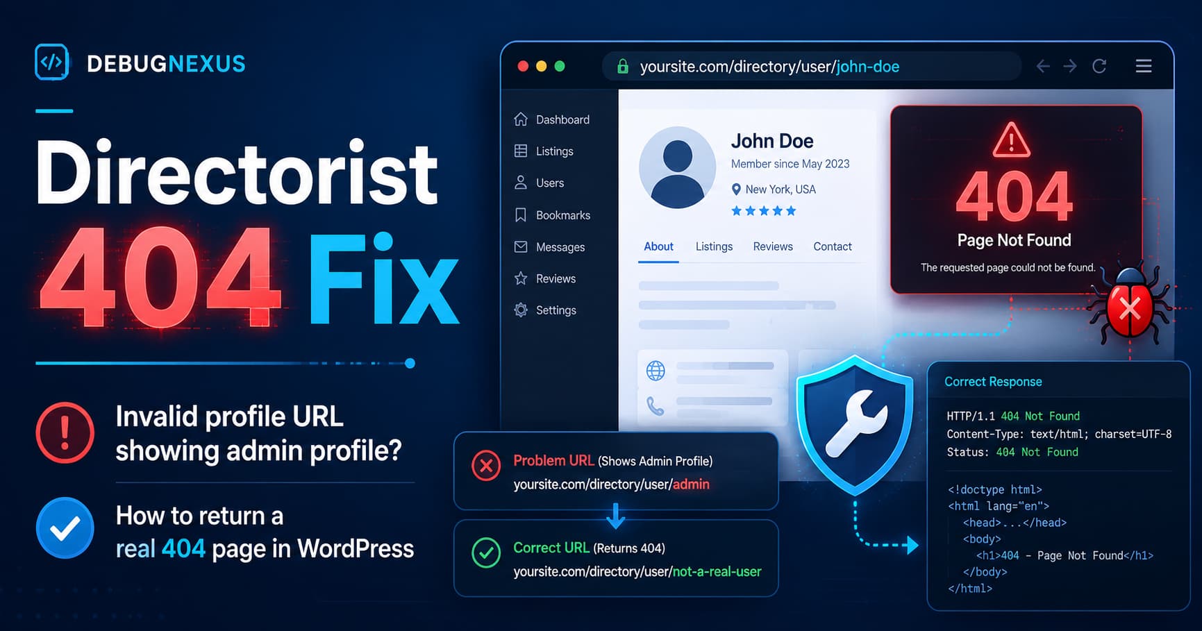 Fix Directorist Invalid Profile URLs Showing the Admin Profile Instead of a 404