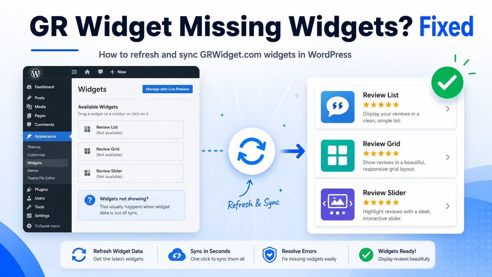 GR Widget plugin not showing widgets