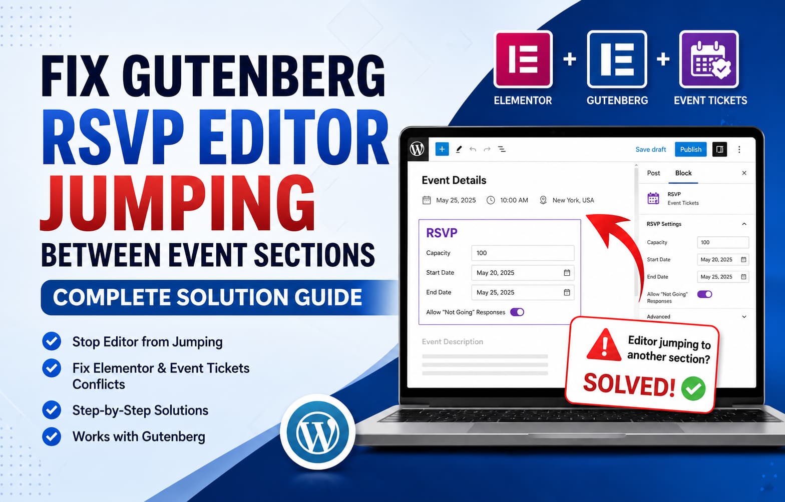 Gutenberg RSVP editor jumping between event sections