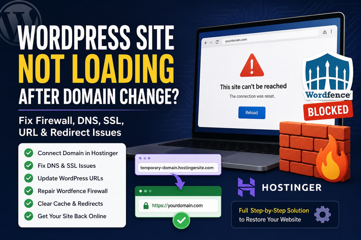 Hostinger website not working after domain change