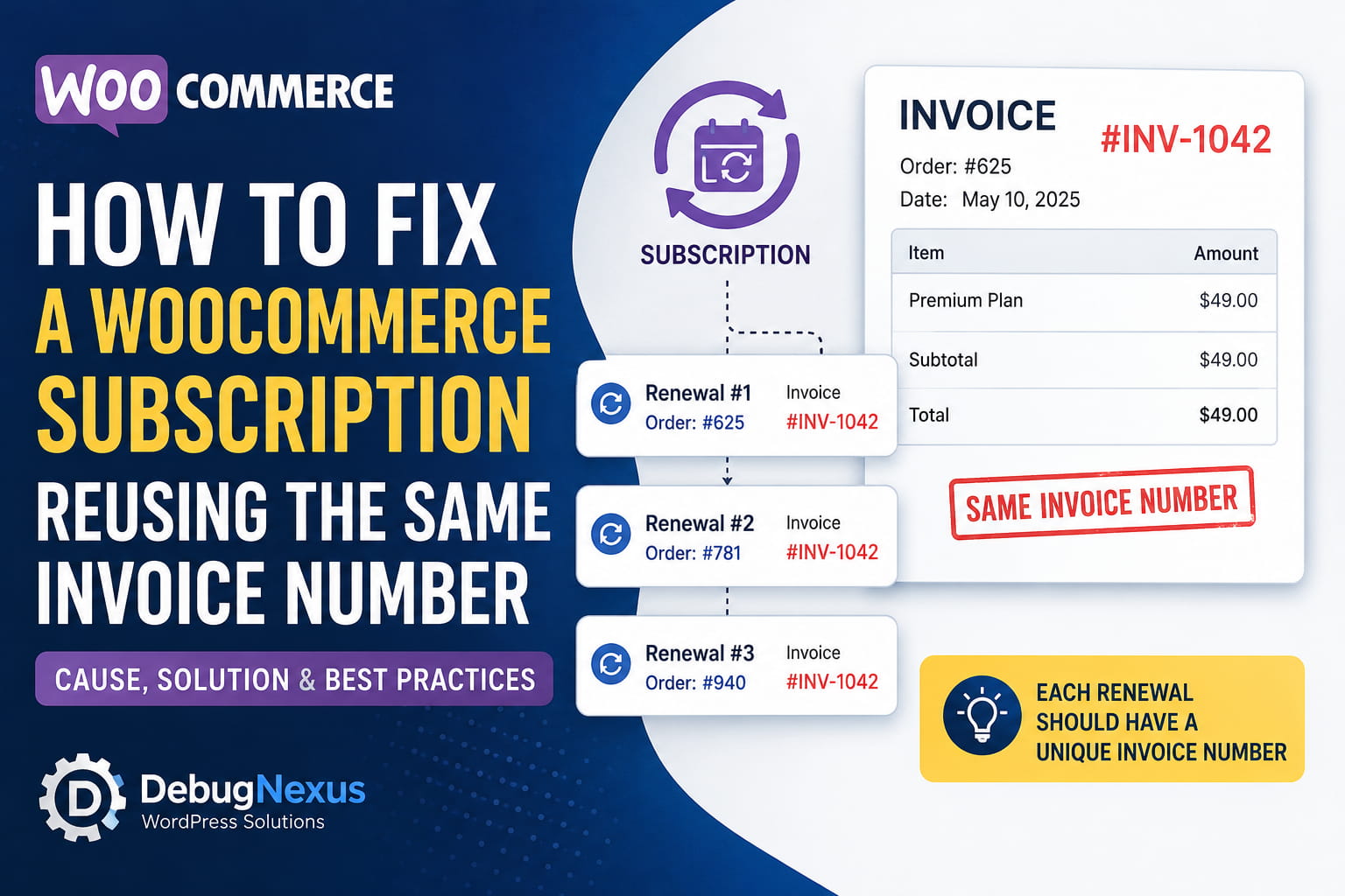 How to Fix a WooCommerce Subscription Reusing the Same Invoice Number