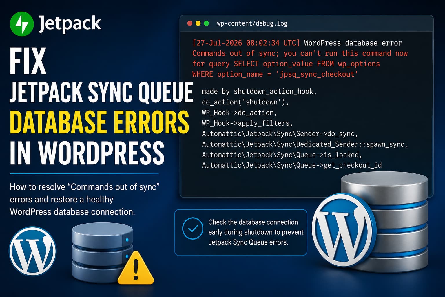 Jetpack Sync database connection error