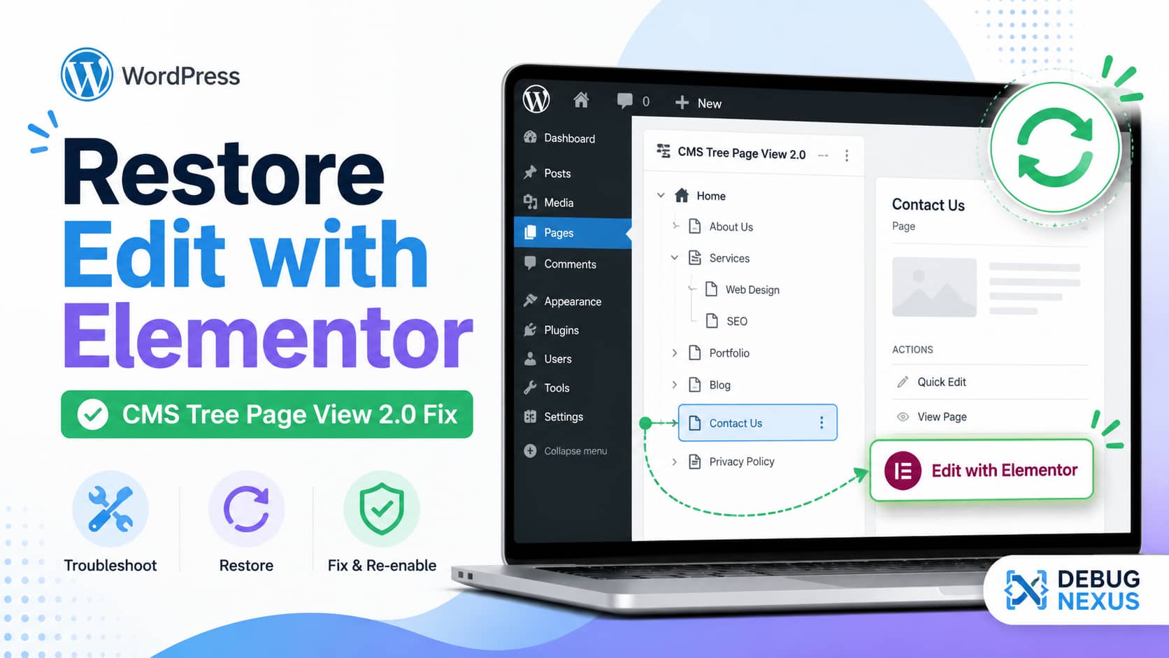 Restore the Edit with Elementor link in CMS Tree Page View 2.0