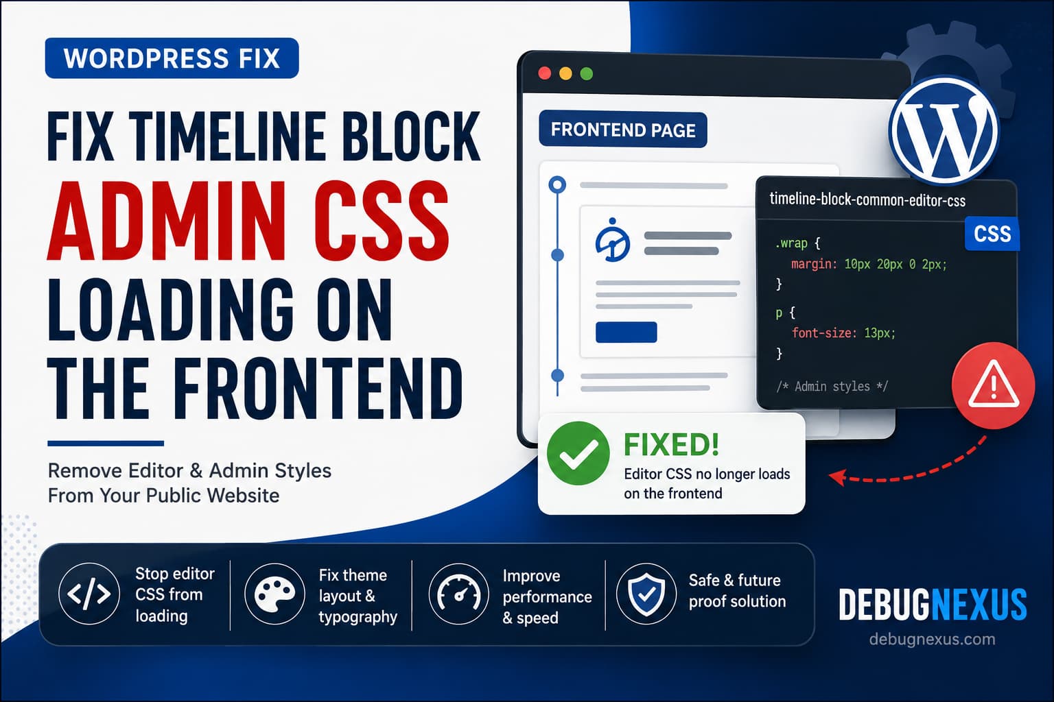 Timeline Block admin CSS loading on the WordPress frontend