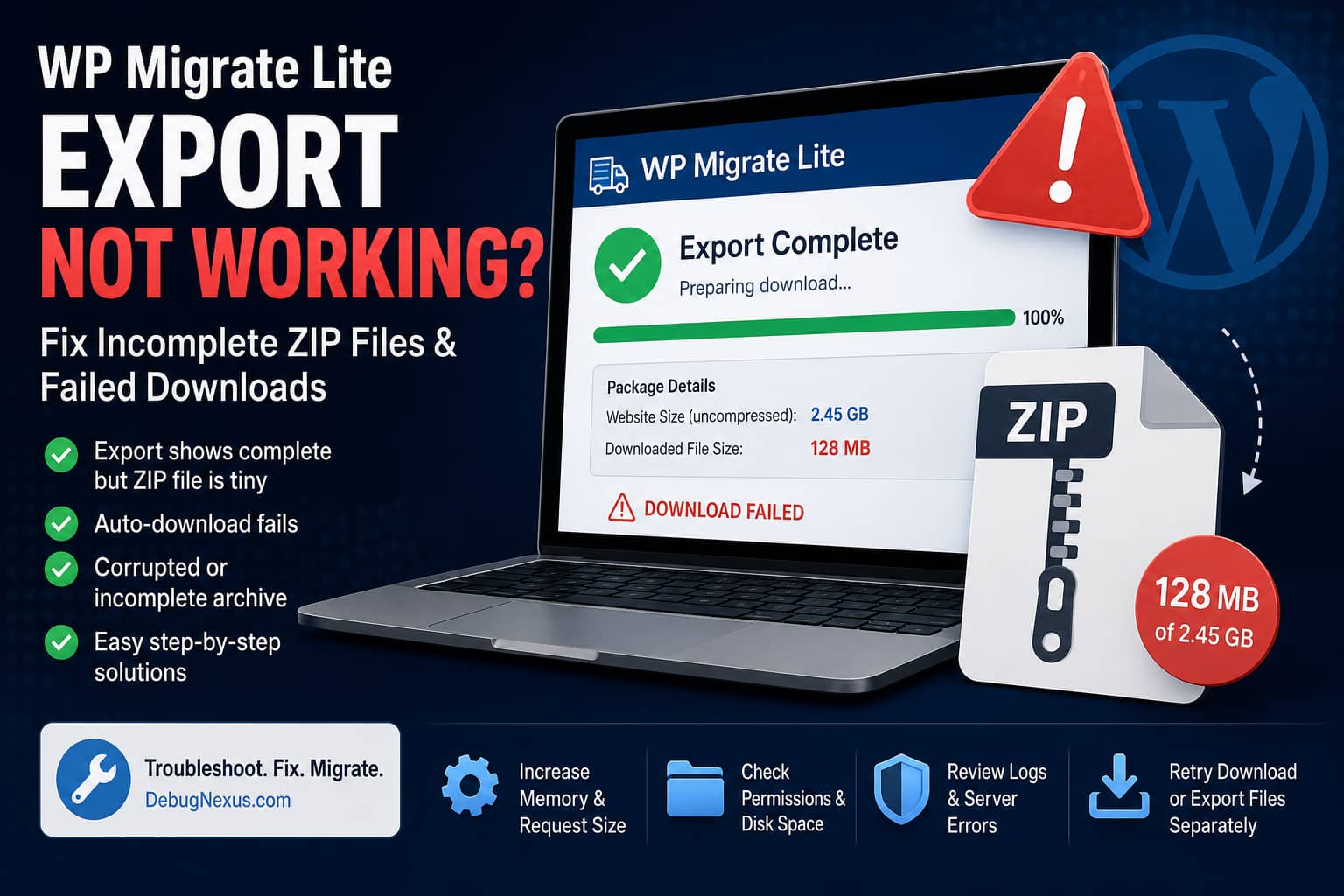 WP Migrate Lite export not working