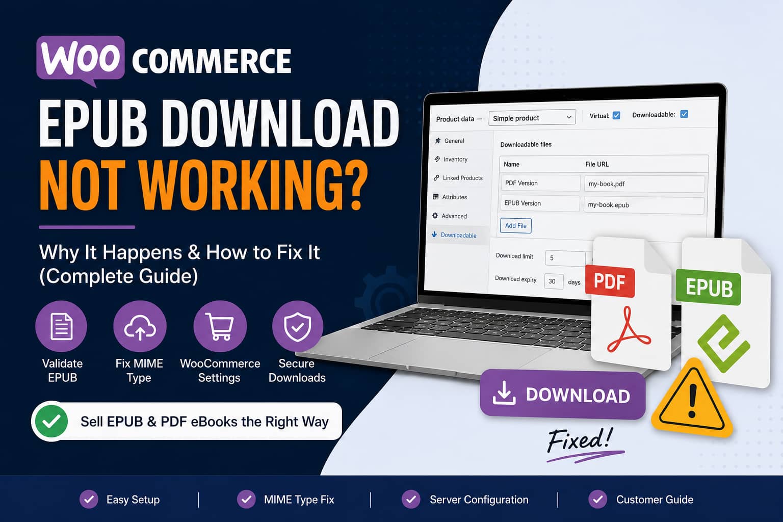 WooCommerce EPUB download not working