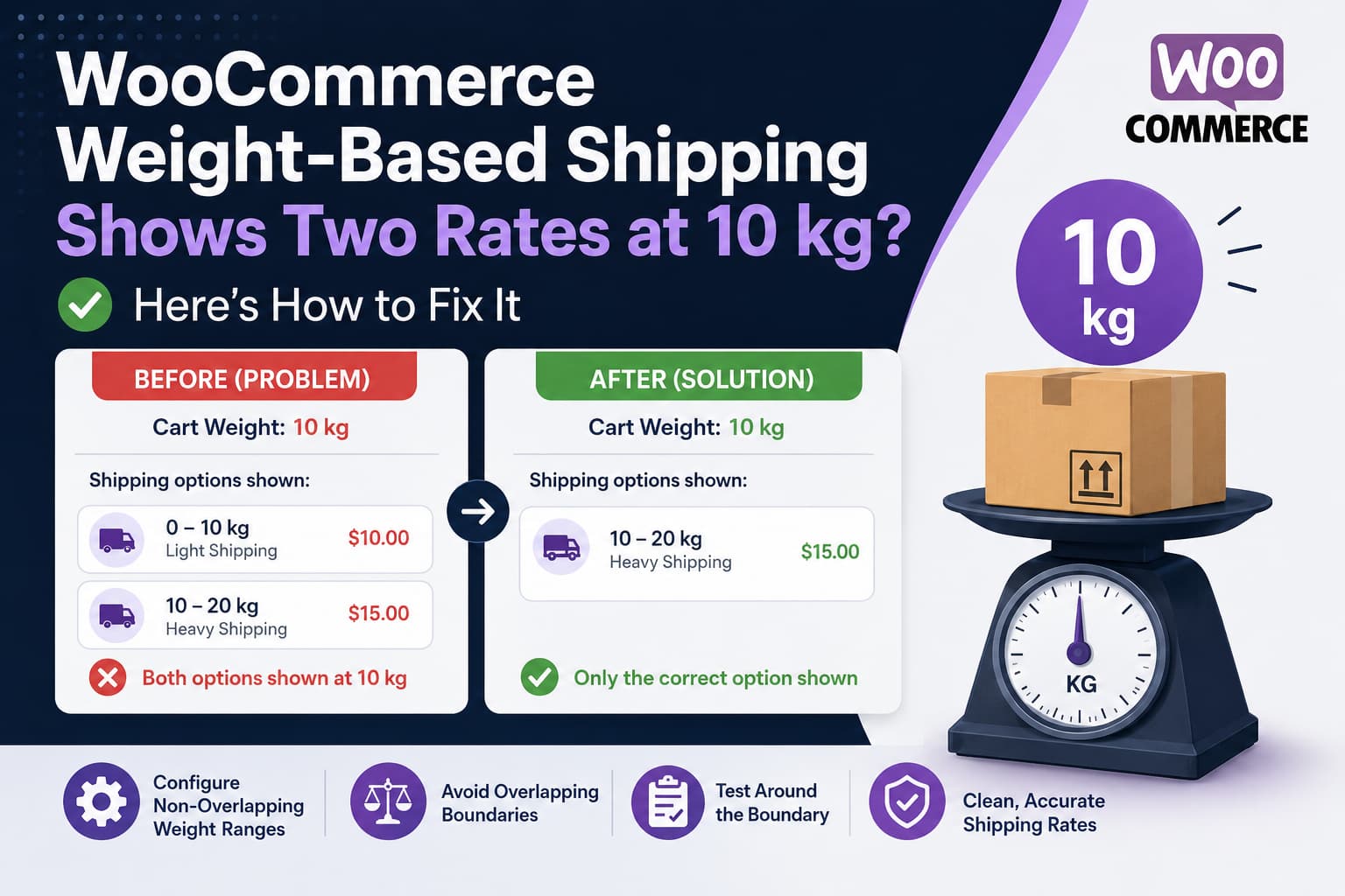 WooCommerce Shipping at 10 kg Before vs After