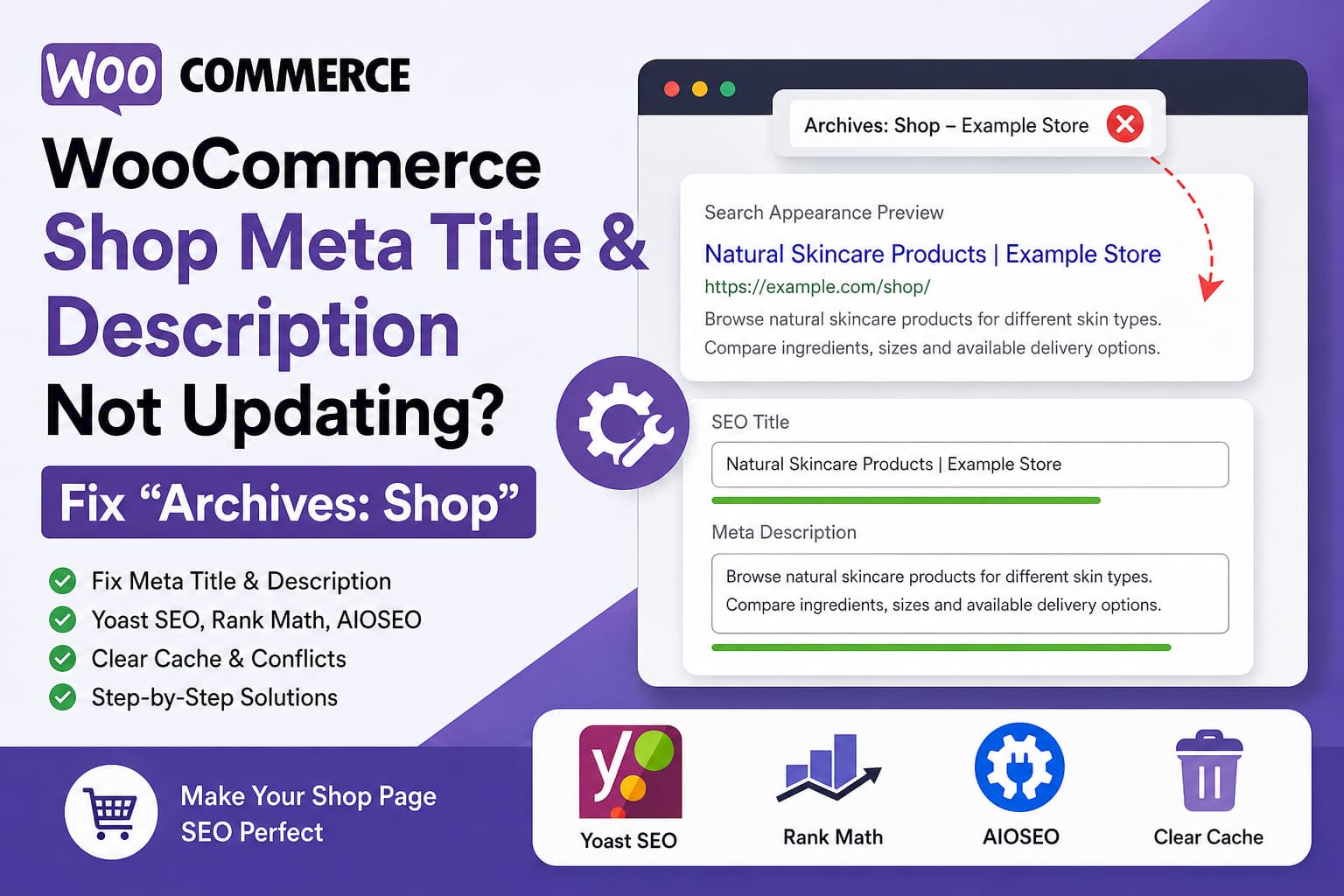 WooCommerce Shop meta title and description not updating fix