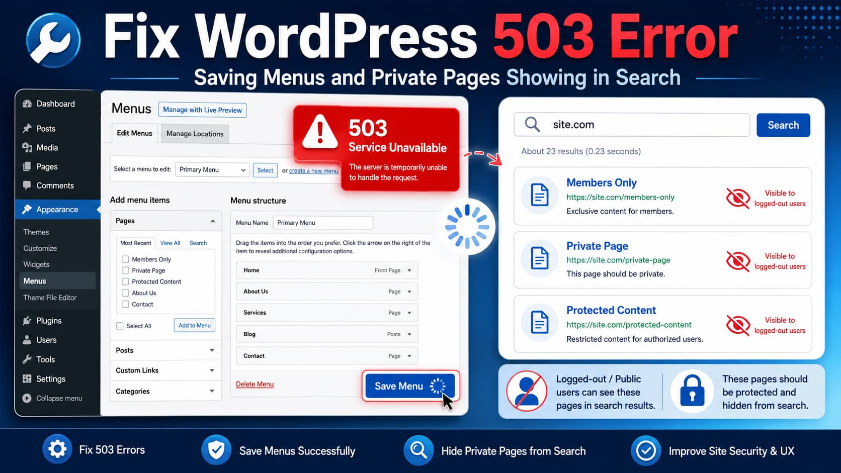 WordPress menu not saving