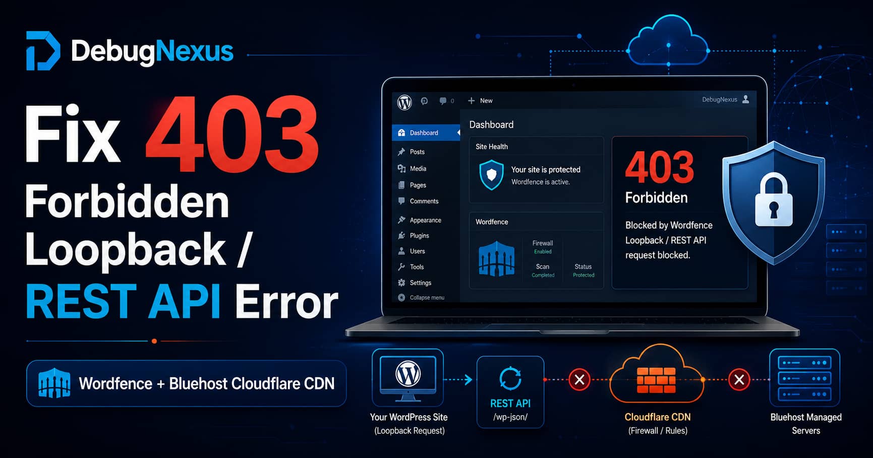 Wordfence 403 loopback error with Bluehost Cloudflare CDN